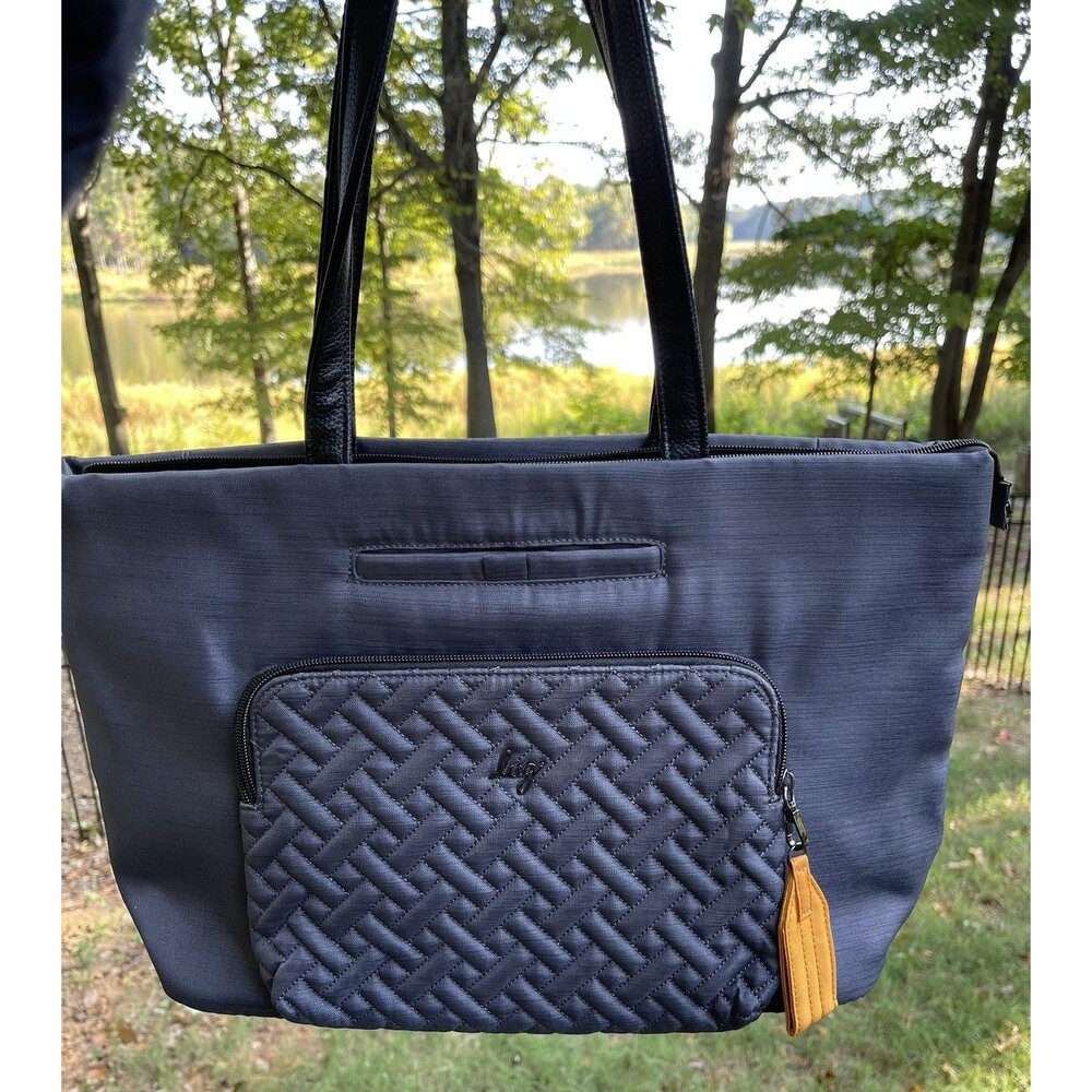 Lug Arpeggio Tote Bag Quilted Gray Organizer Multiple Pockets Travel NWOT